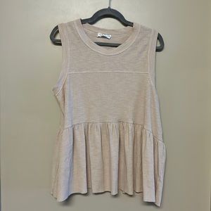 Talulah medium peplum ribbed tank beige